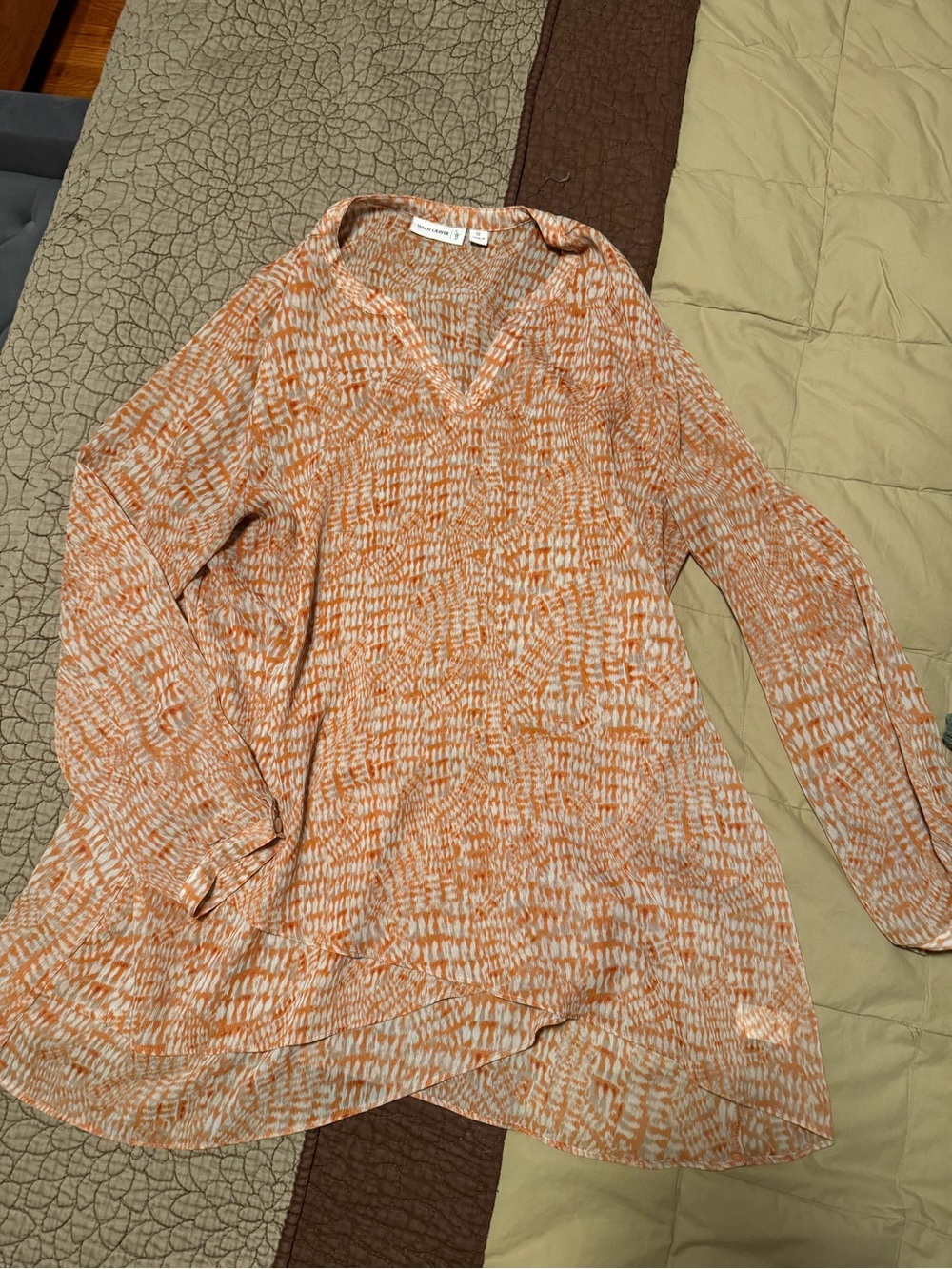 Lightweight Orange Patterned Women's Tunic Top